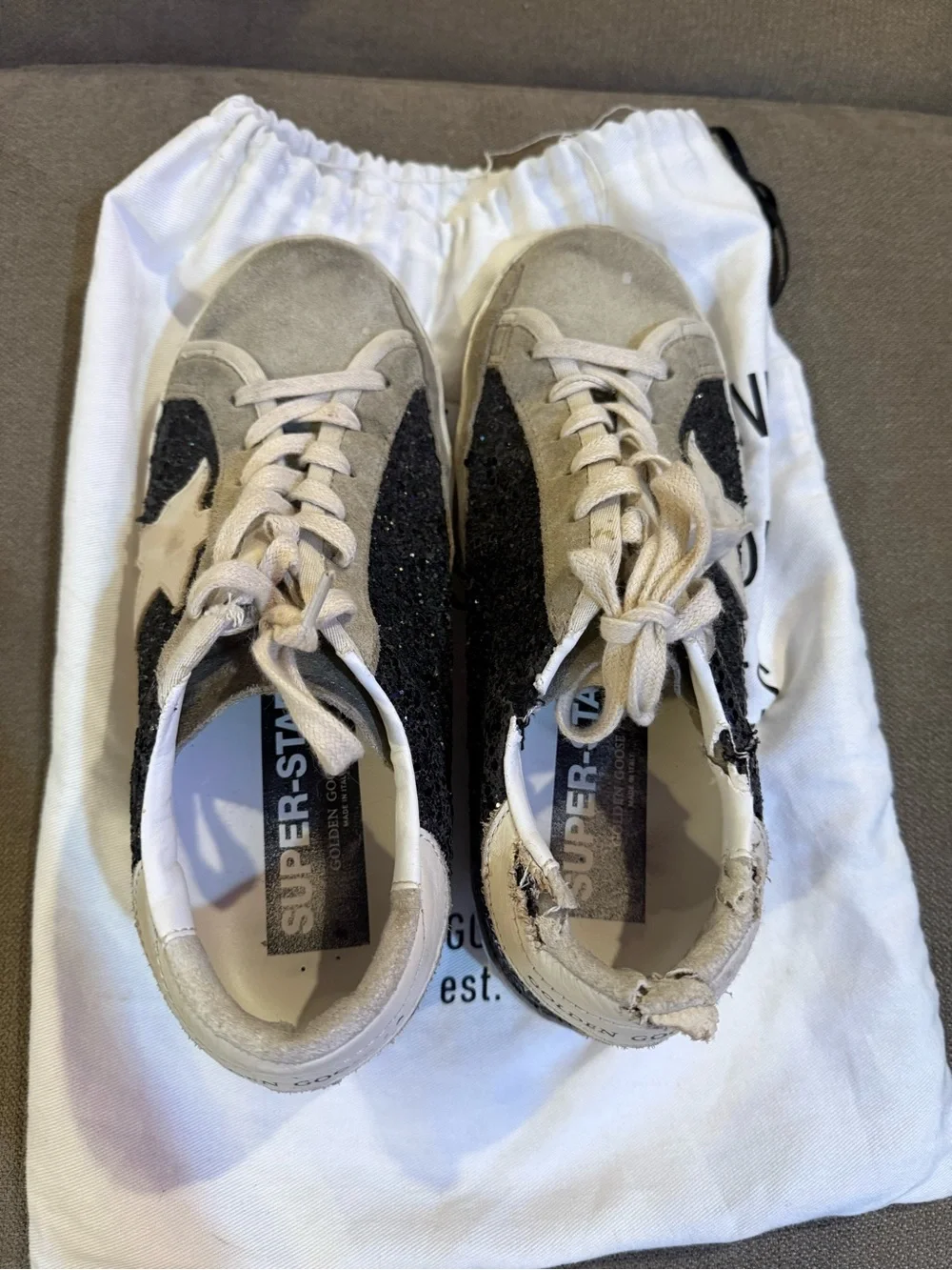 Golden Goose White Drawstring Dust Bag with Black Print - Picture 7 of 9